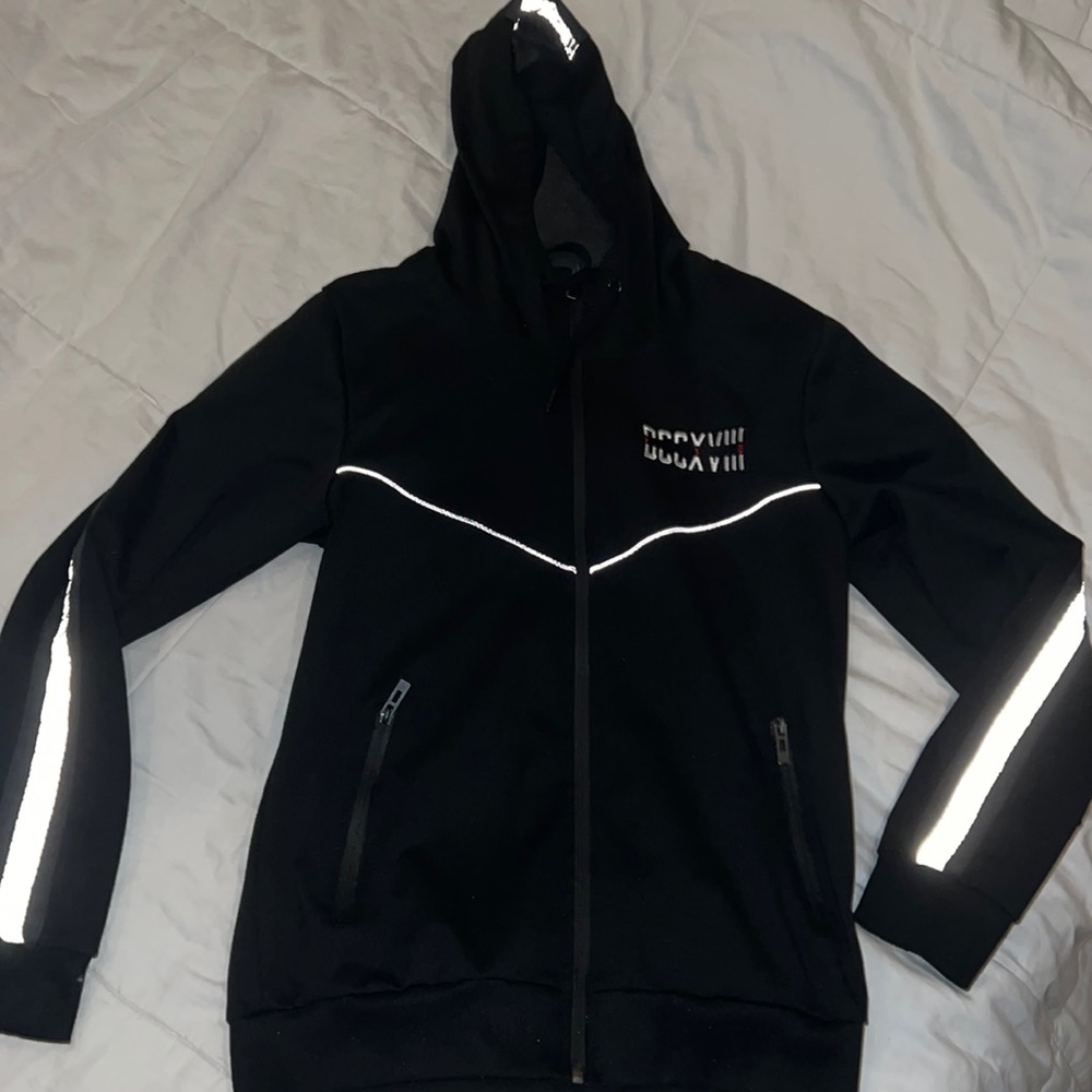 Tech fleece 718 brooklyn brand zip up hoodie jacket black size medium